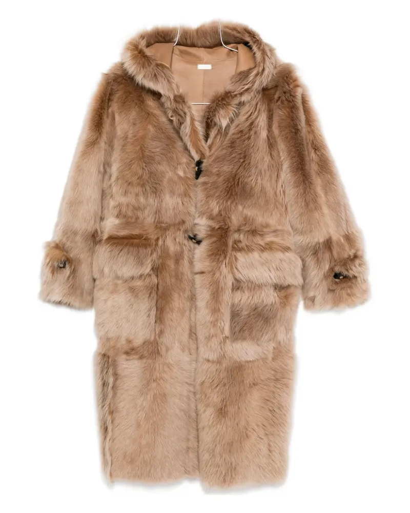 UTZON Cherie Shearling-Kapuzenmantel - Nude Nude