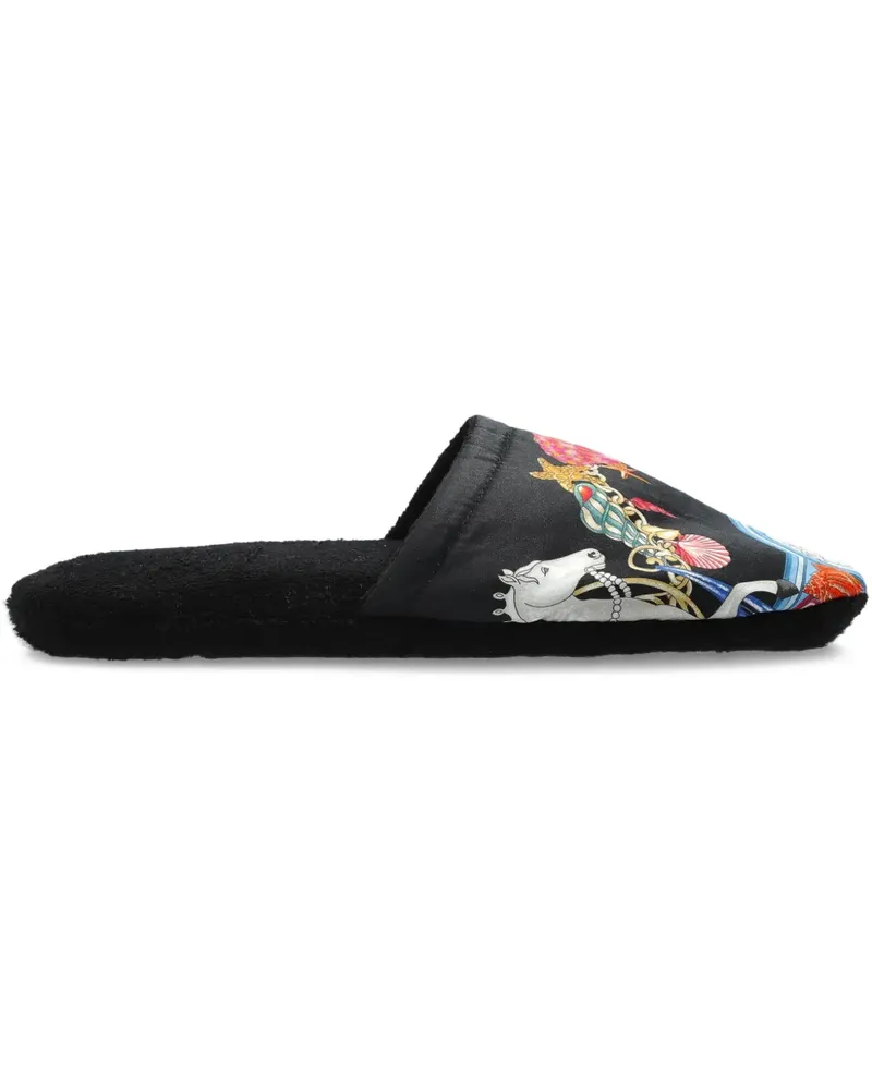 Versace Slipper mit Print - Schwarz Schwarz