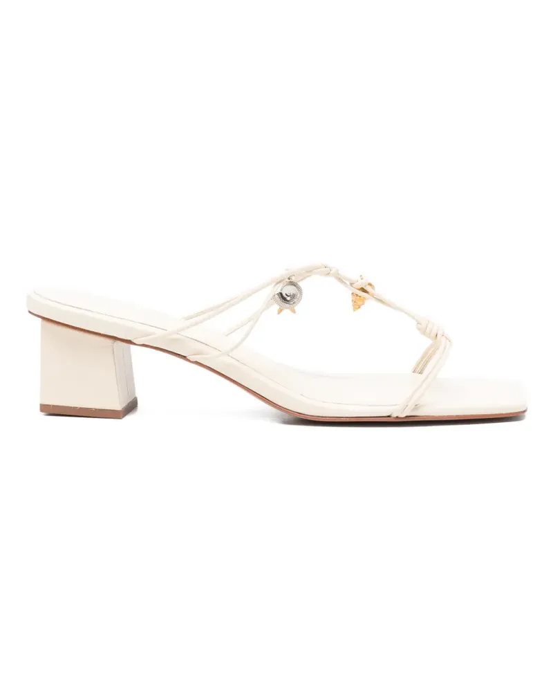 FARM Rio charm-embellished block-heel sandals - Nude Nude