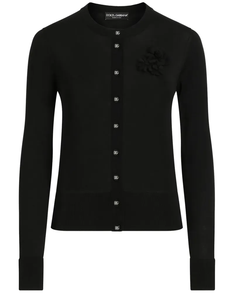 Dolce & Gabbana Cardigan mit Blumenapplikation - Schwarz Schwarz