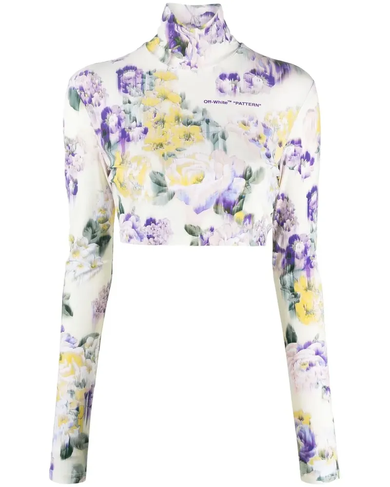 OFF-WHITE Cropped-Oberteil mit Blumen-Print - Grün Grün