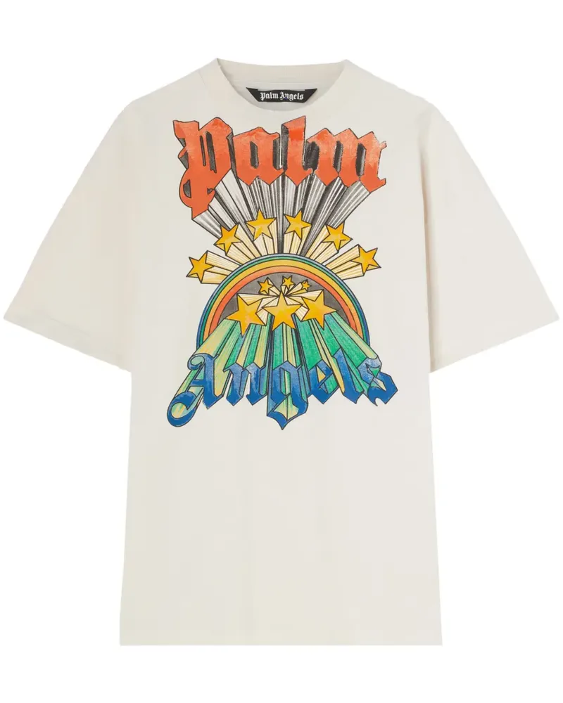 Palm Angels T-Shirt mit Regenbogen-Print - Weiß Weiß
