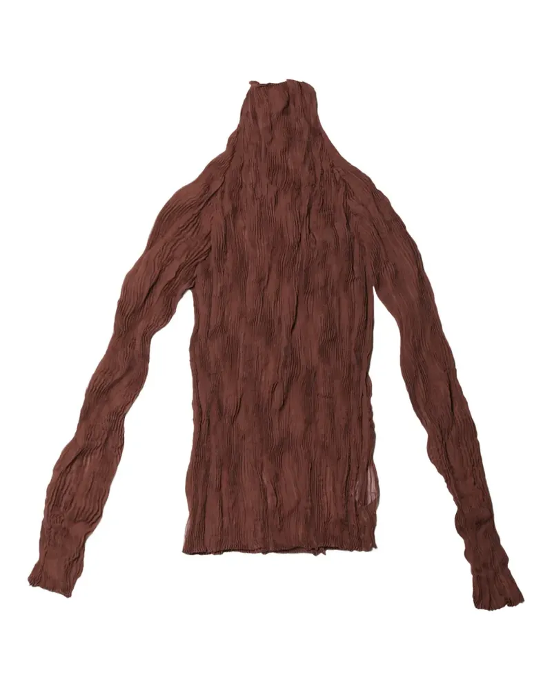 Issey Miyake Chiffon Twist pleated high-neck top - Braun Braun