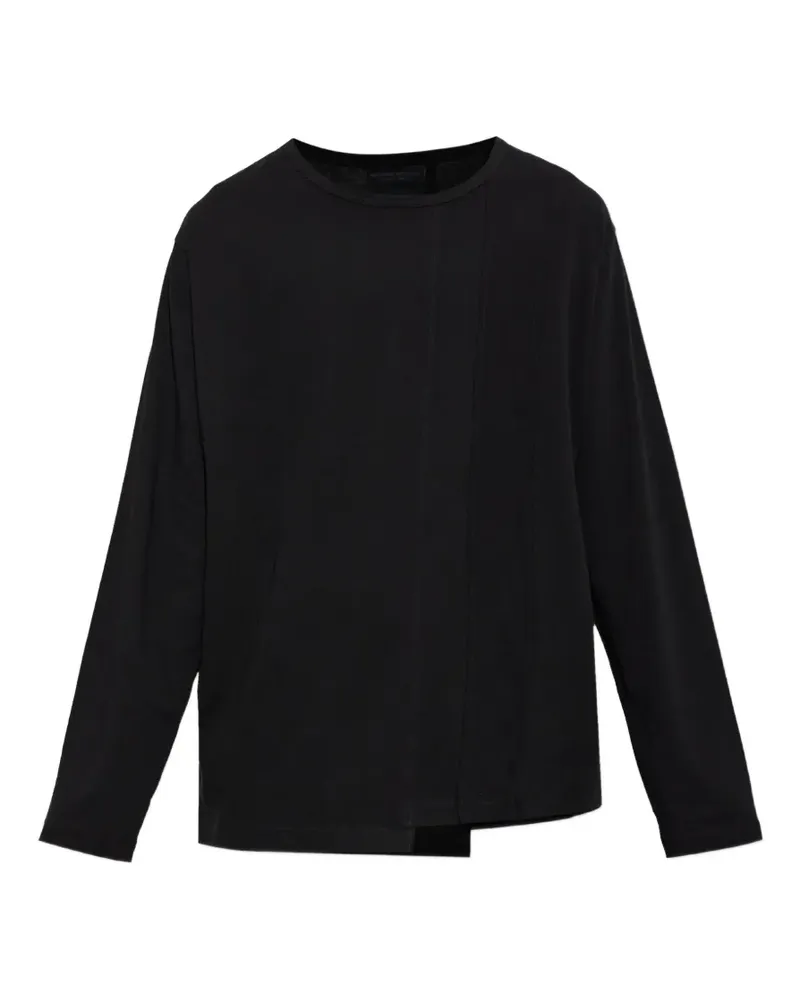 Yohji Yamamoto Langarmshirt mit Detail am Saum - Schwarz Schwarz