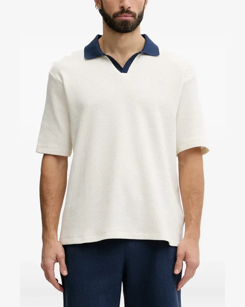 Guess waffle-knit contrast-collar polo shirt - Nude Nude