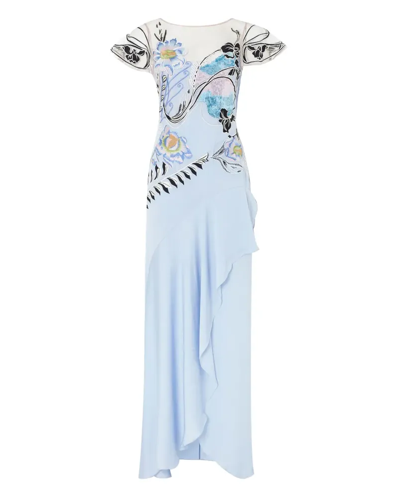 Temperley London Gerüschtes Gracia Kleid mit Pailletten - Blau Blau