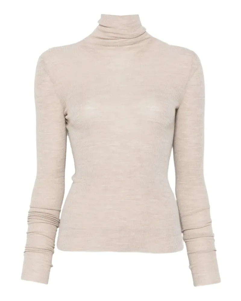 Petar Petrov ribbed-knit roll-neck sweater - Nude Nude