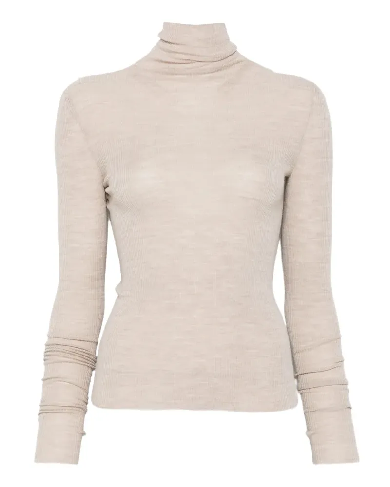 Petar Petrov ribbed-knit roll-neck sweater - Nude Nude
