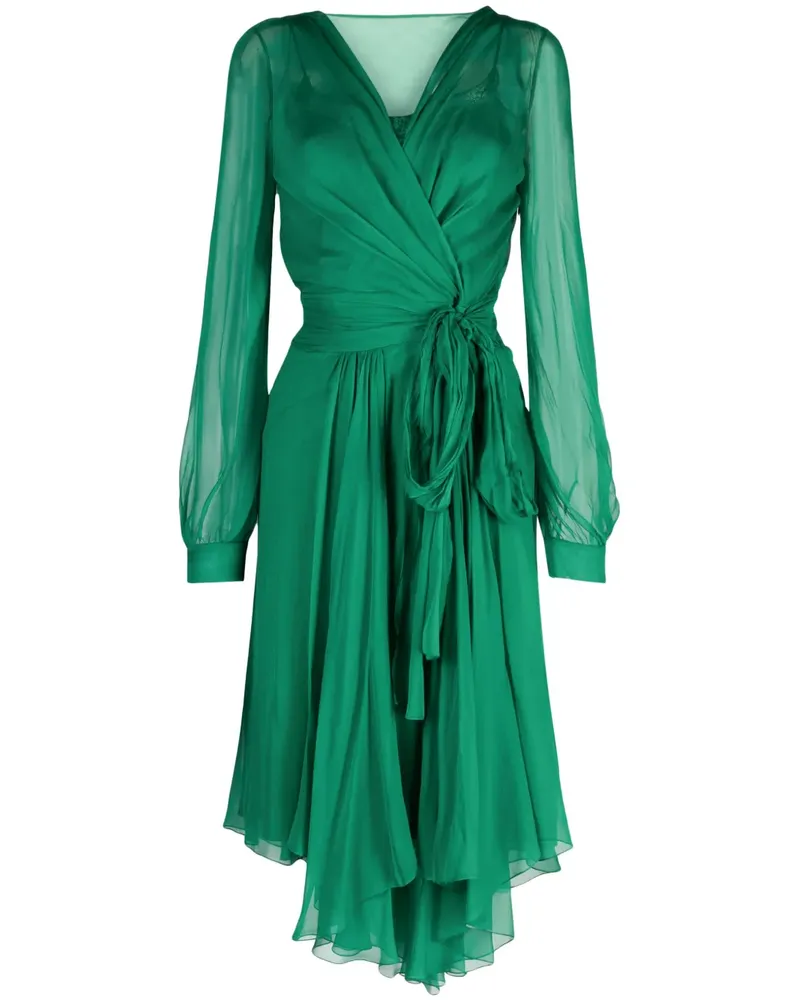 Alberta Ferretti Asymmetrisches Wickelkleid aus Seide - Grün Grün