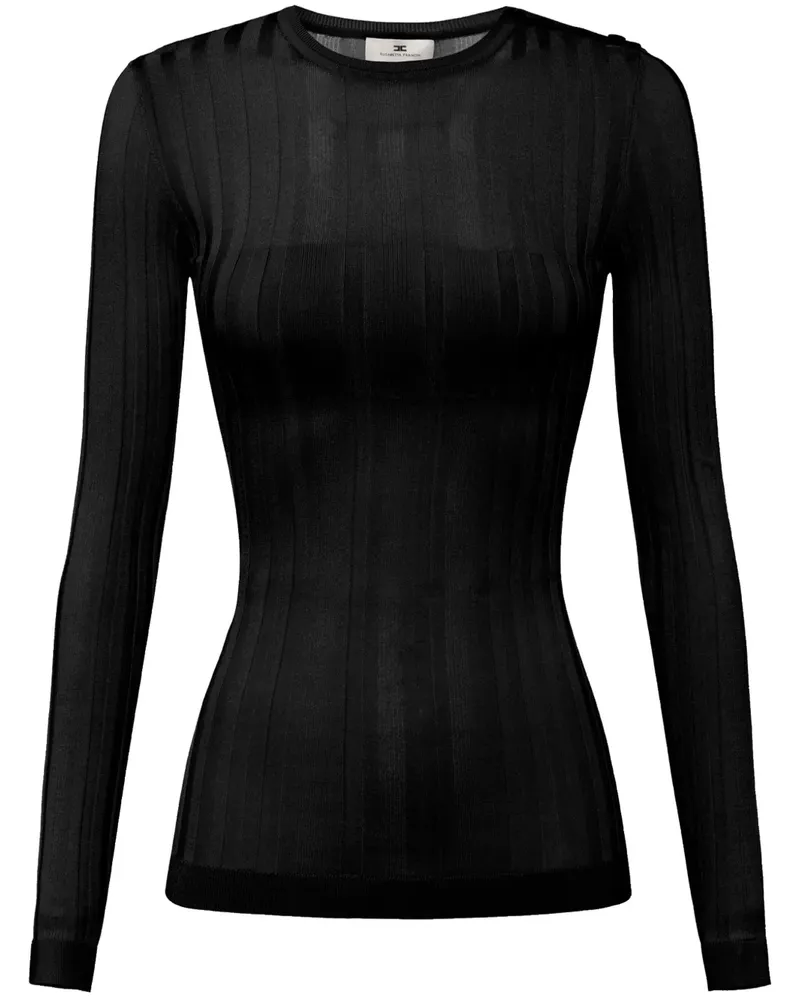Elisabetta Franchi Geripptes Top - Schwarz Schwarz
