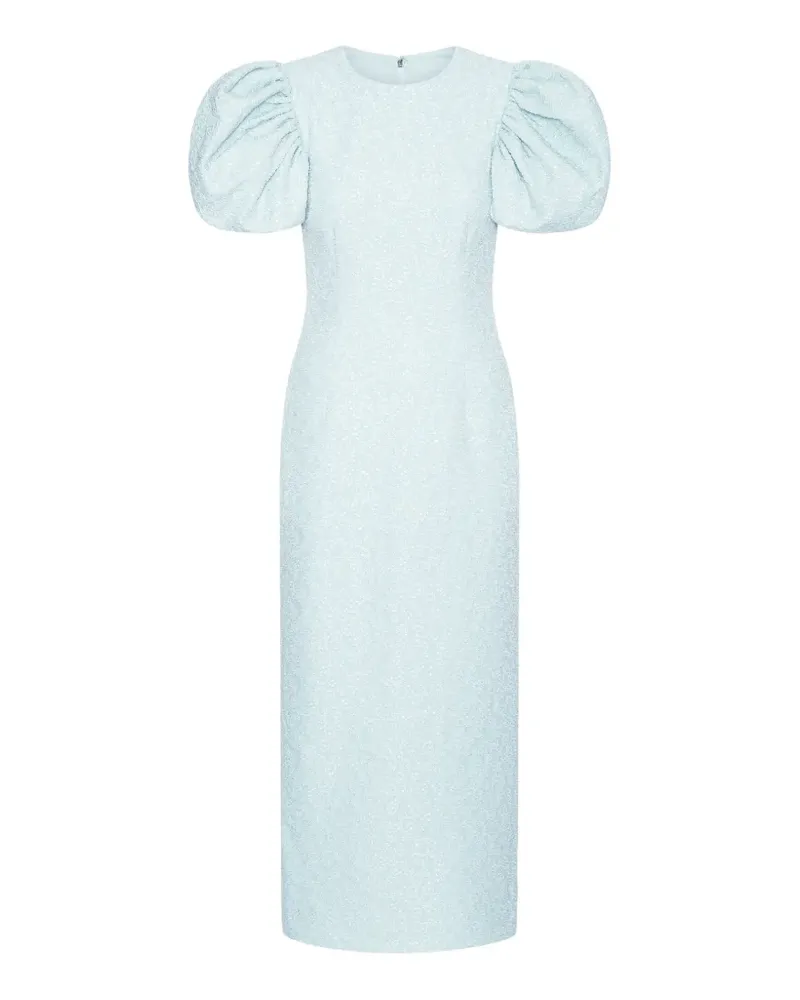 ROTATE Birger Christensen Midikleid mit Puffärmeln - Blau Blau