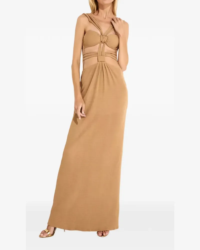 Pat Bo crisscross knitted maxi dress - Nude Nude