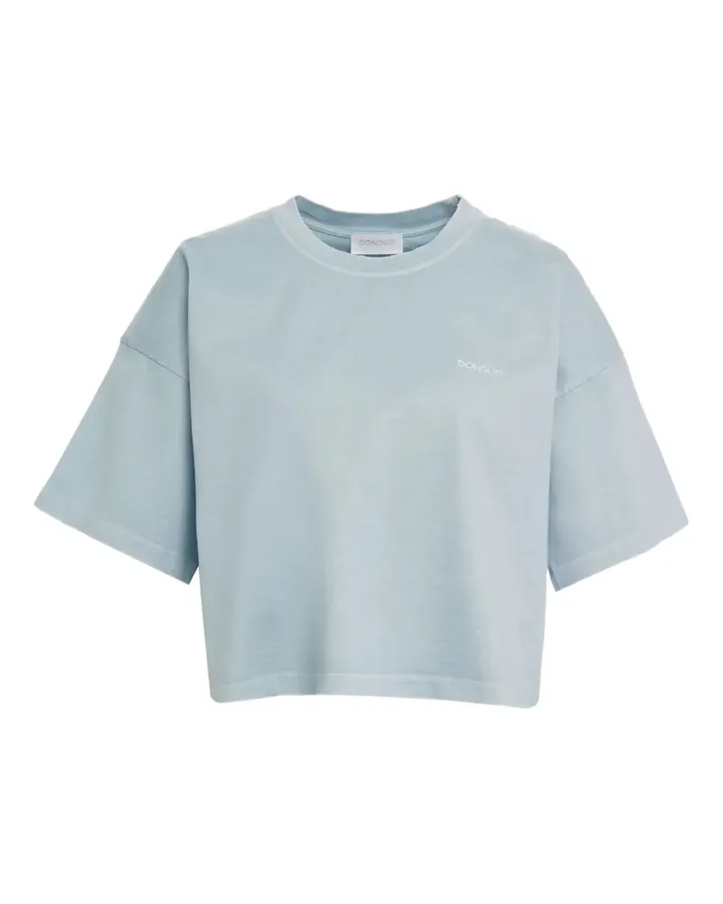Dondup logo-embroidered cropped T-shirt - Blau Blau