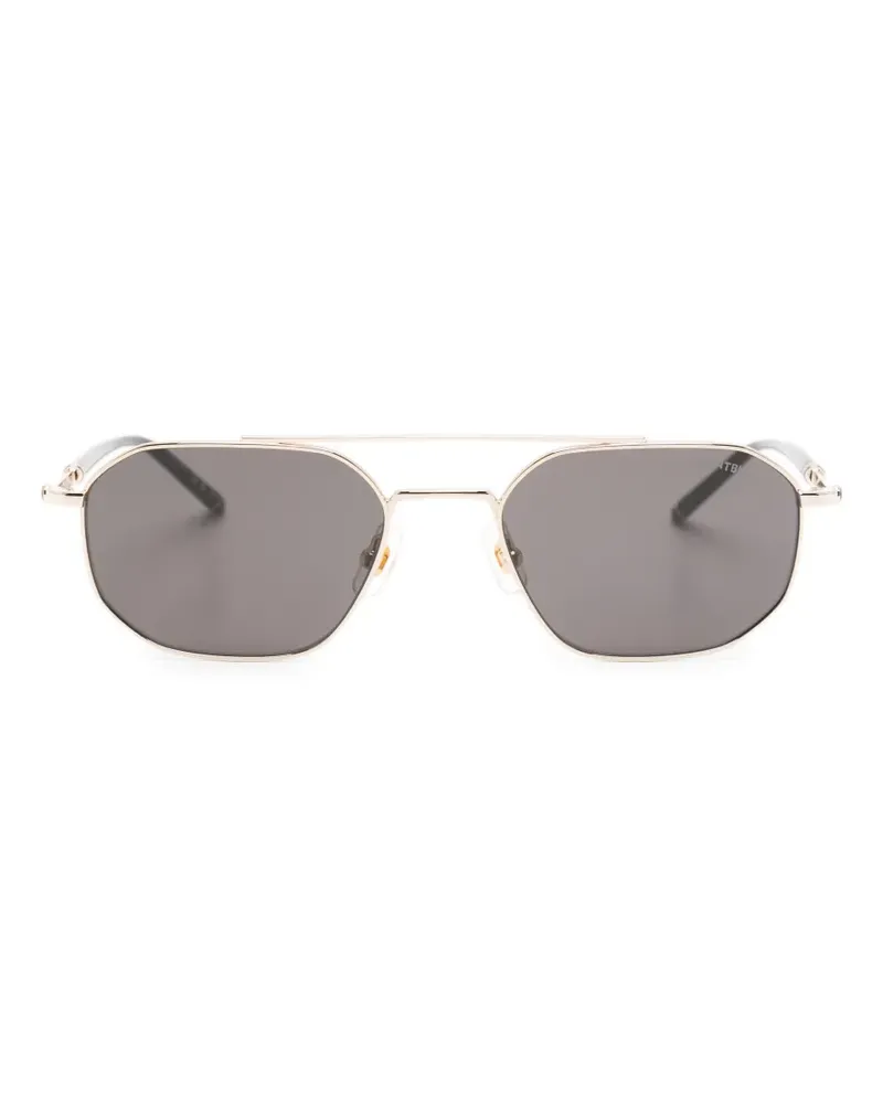 Montblanc geometric-frame double-bridge sunglasses - Gold Gold