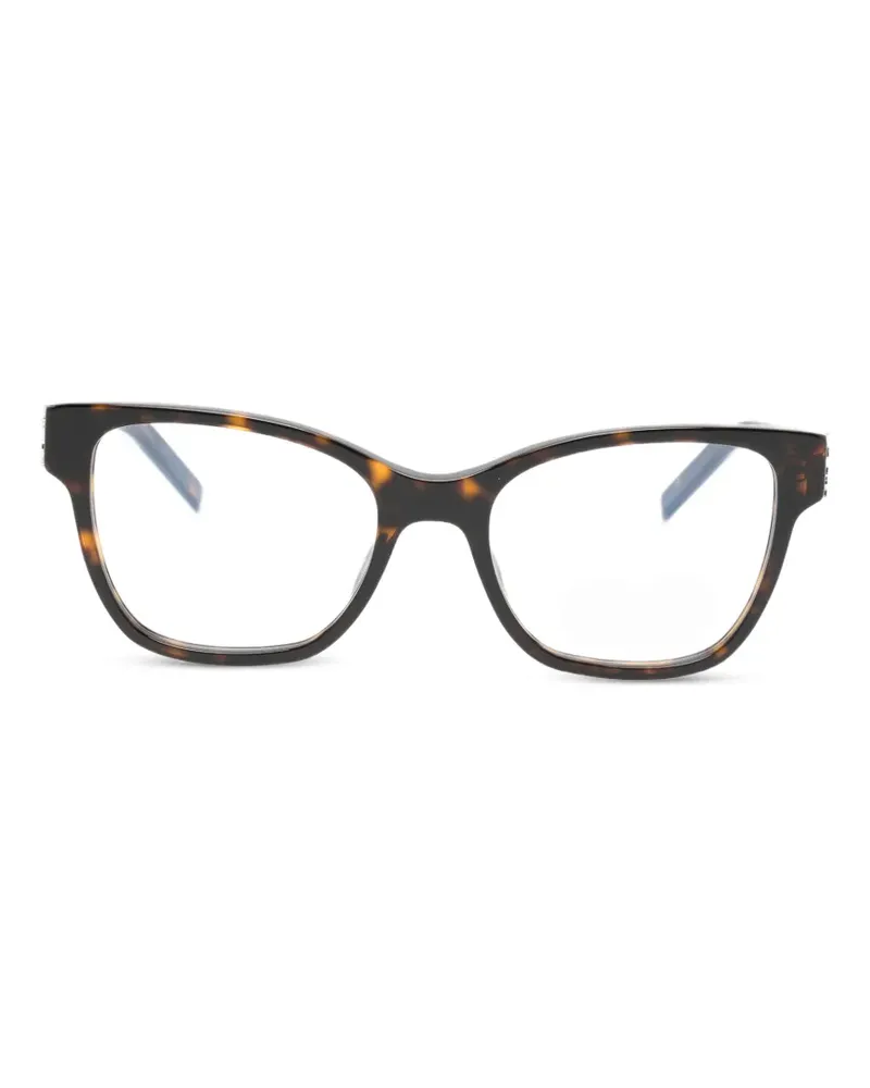 Saint Laurent Eckige Brille mit Logo - Braun Braun