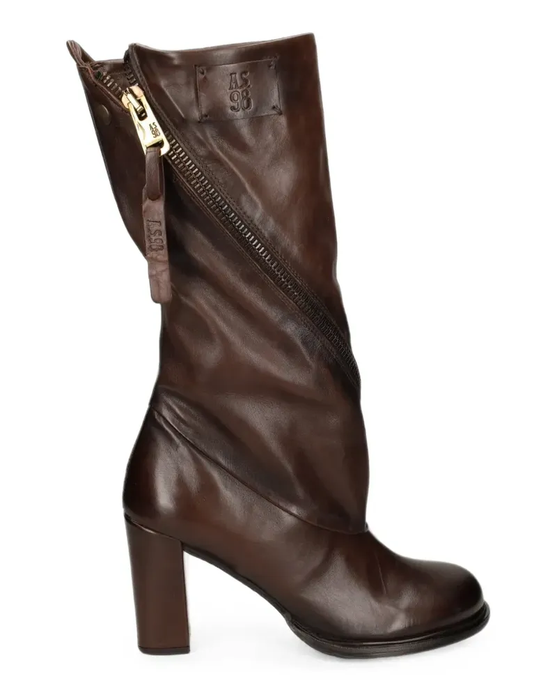 A.S.98 Larkin Stiefel mit Absatz und Reißverschlussdetail - Braun Braun