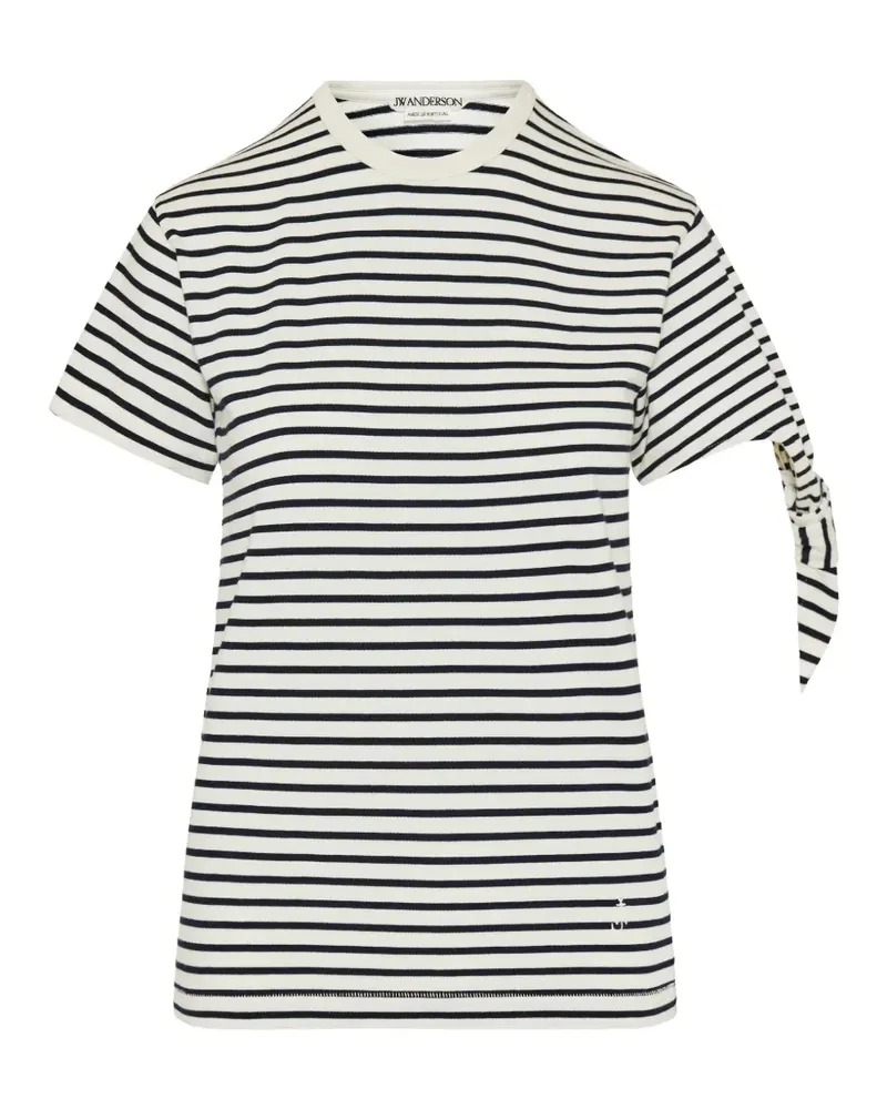 J.W.Anderson striped tie-sleeve T-shirt - Weiß Weiß