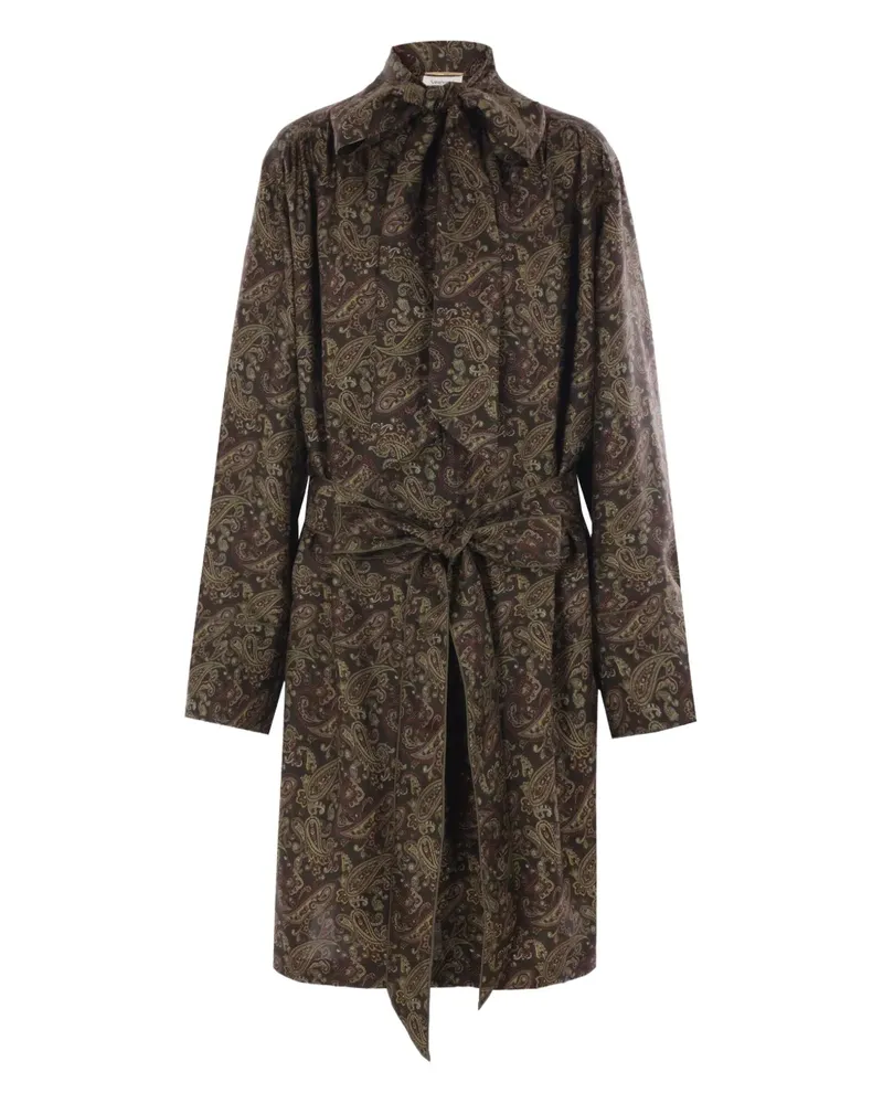 Saint Laurent Seidenkleid mit Paisley-Print - Braun Braun