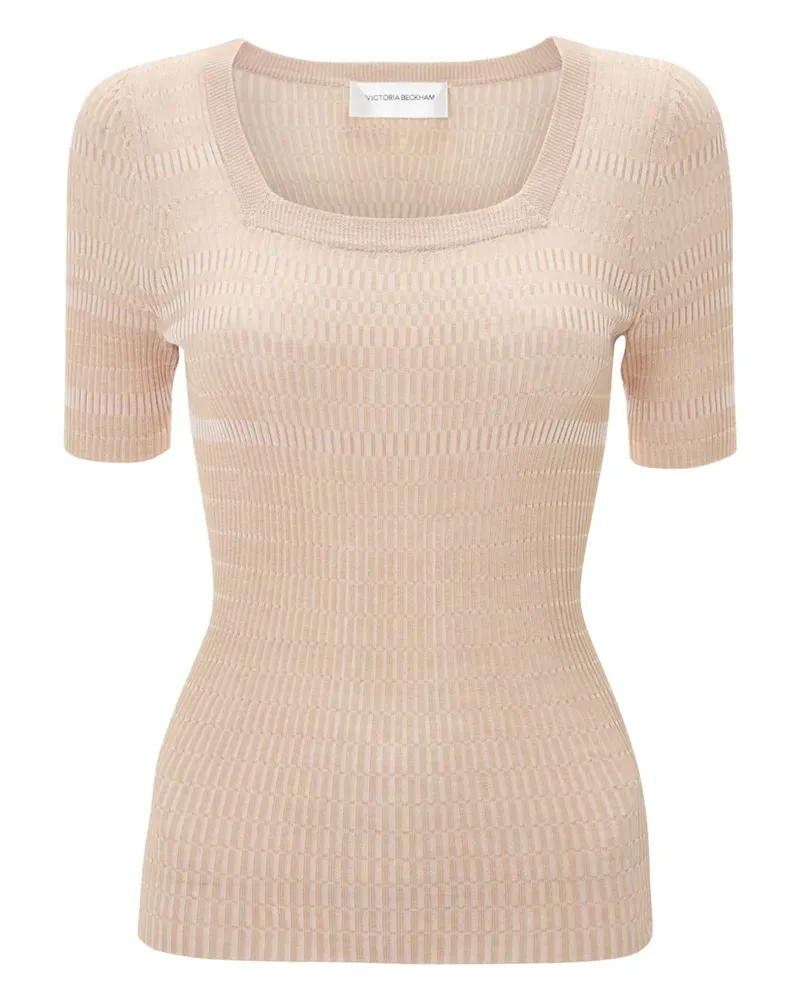 Victoria Beckham Geripptes Top mit eckigem Ausschnitt - Nude Nude