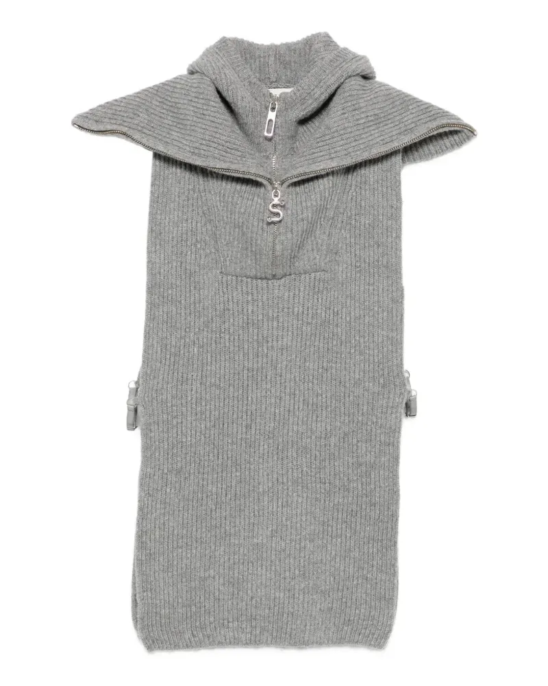 SPORTMAX Gerippter Strick mit Kapuze - Grau Grau
