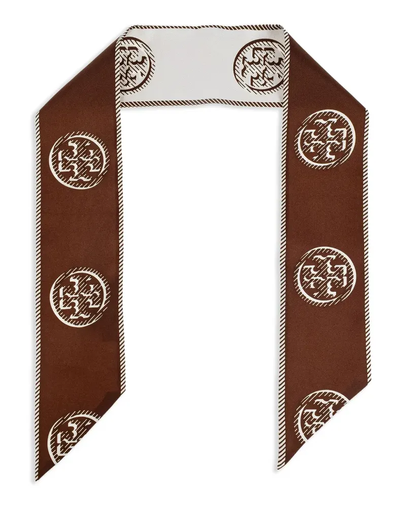 Tory Burch Seidenschal mit Monogramm - Braun Braun
