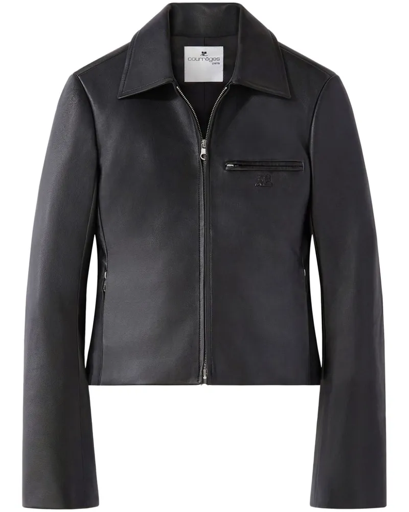 Courrèges Lederjacke mit Reißverschluss - Schwarz Schwarz