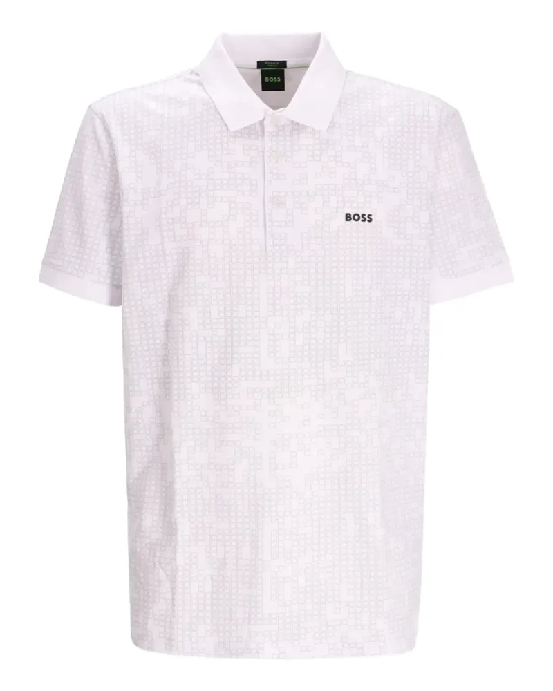 HUGO BOSS Geometrisch gemustertes Poloshirt - Weiß Weiß