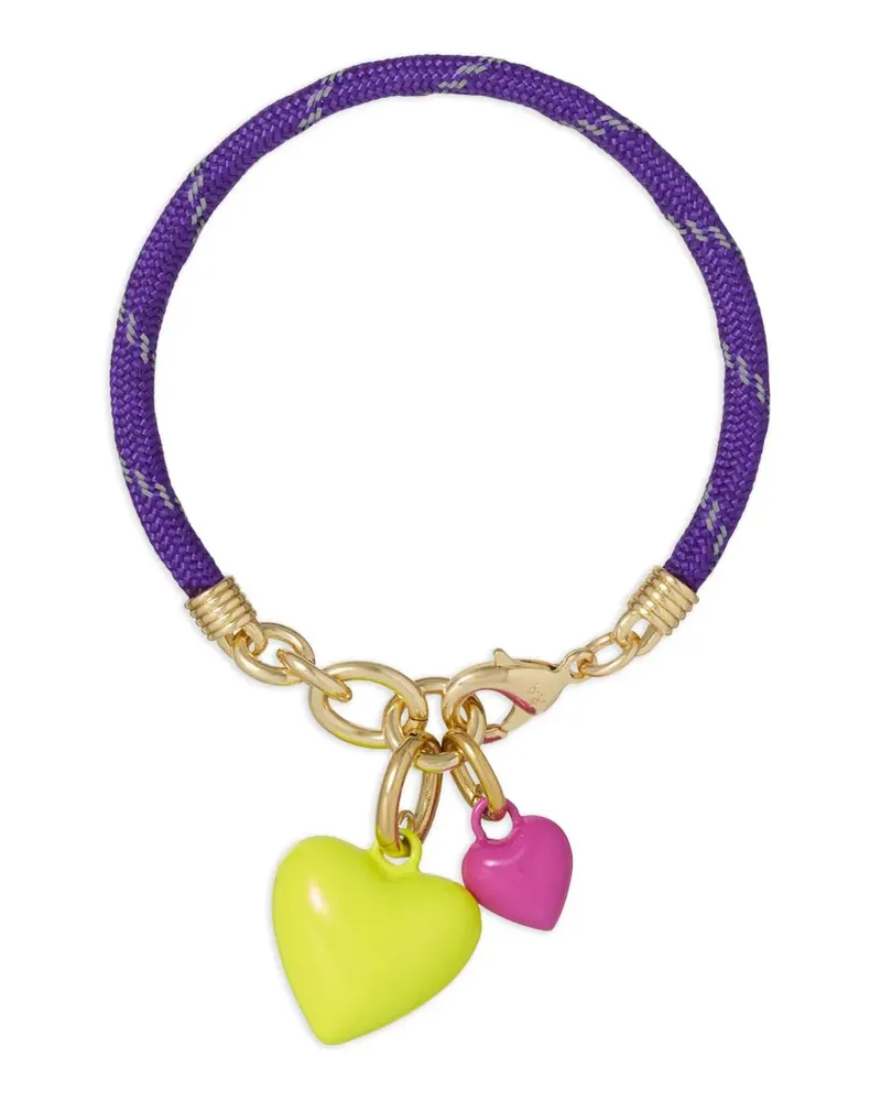 Roxanne Assoulin Happy Cord Armband mit doppeltem Herzanhänger - Blau Blau