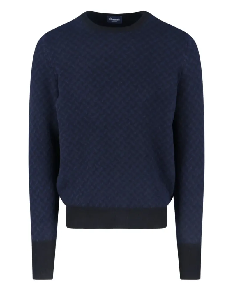 Drumohr  Kaschmirpullover mit Fischgrätenmuster - Blau Blau