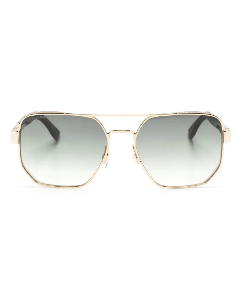 Dsquared2 Eckige Sonnenbrille mit Logo-Print - Braun Braun