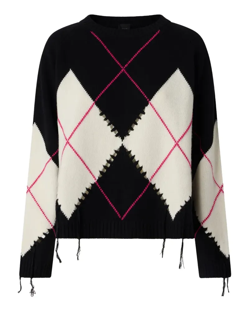Pinko argyle-intarsia distressed sweater - Schwarz Schwarz