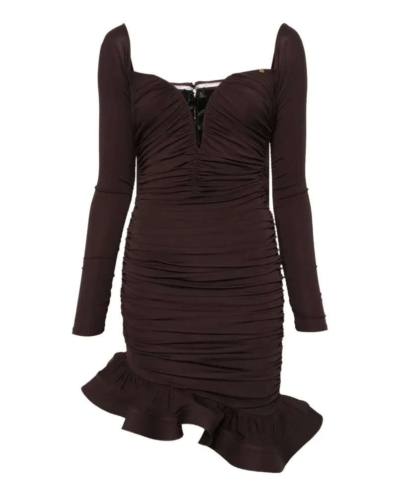 Elisabetta Franchi long-sleeved ruffled mini dress - Braun Braun