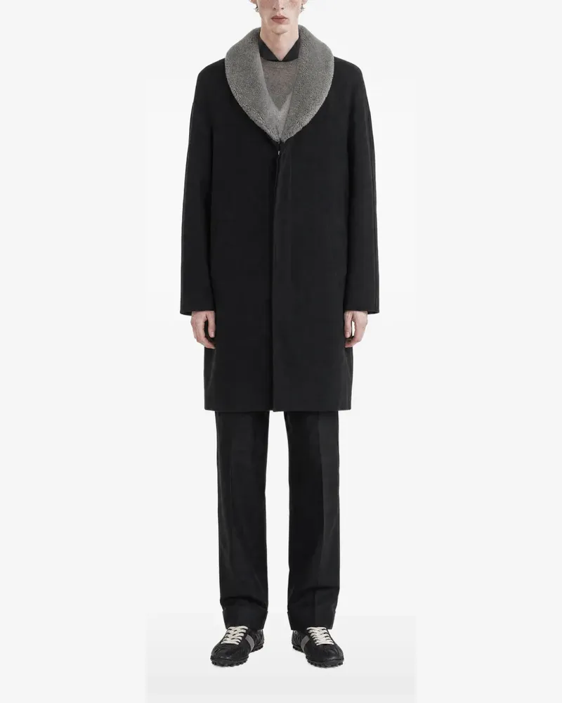 Maison Margiela Mantel mit Shearling-Kragen - Schwarz Schwarz