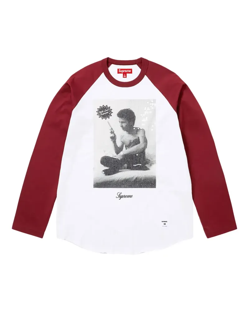 Supreme Being x Larry Clark Raglan-T-Shirt mit Pailletten - Weiß Weiß