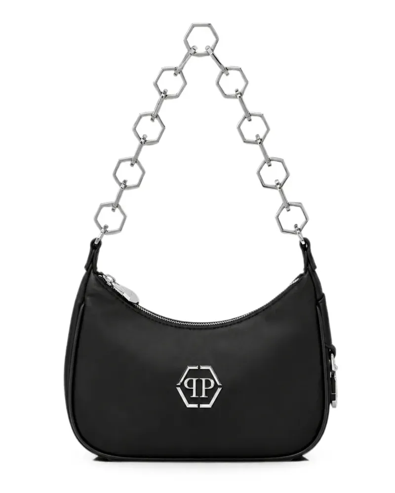 Philipp Plein Hexagon Schultertasche aus Leder - Schwarz Schwarz