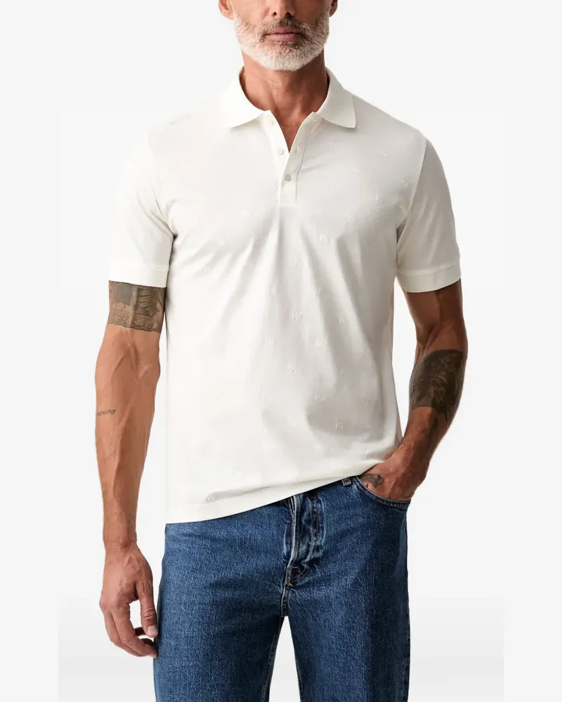 Karl Lagerfeld monogram-jacquard short-sleeve polo shirt - Weiß Weiß