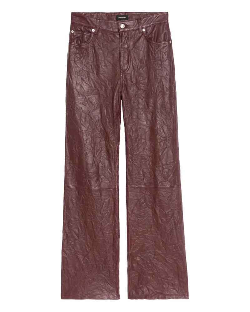 Zadig & Voltaire Lederhose mit Knitteroptik - Braun Braun