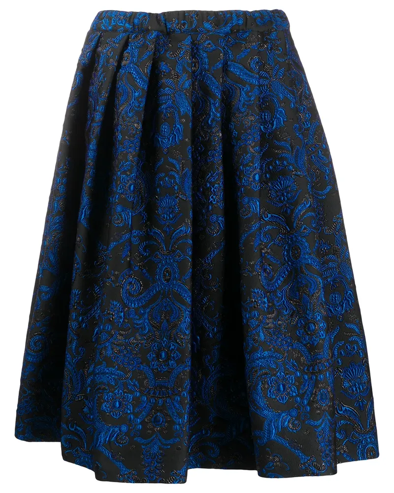 Comme des Garçons Faltenrock mit Blumenstickerei - Blau Blau