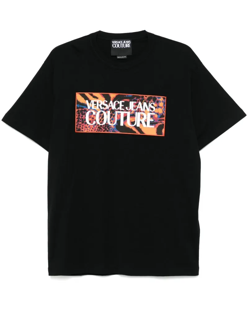 Versace Jeans T-Shirt mit Logo-Patch - Schwarz Schwarz