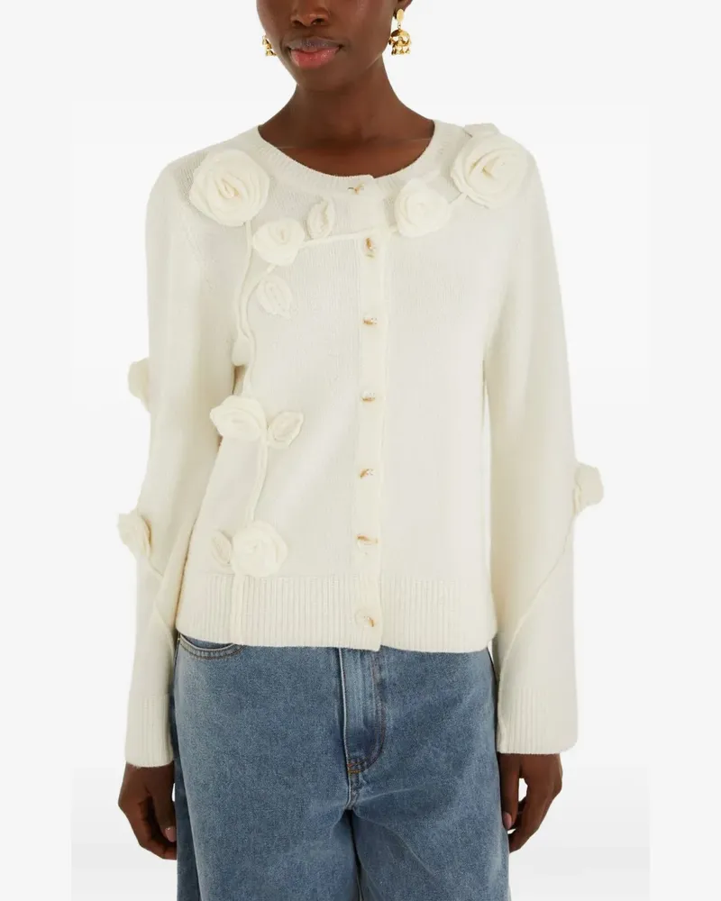 FARM Rio Cardigan mit Blumenapplikation - Nude Nude