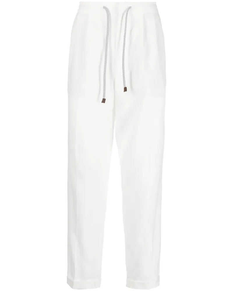 Brunello Cucinelli Leinenhose mit Kordelzug - Weiß Weiß