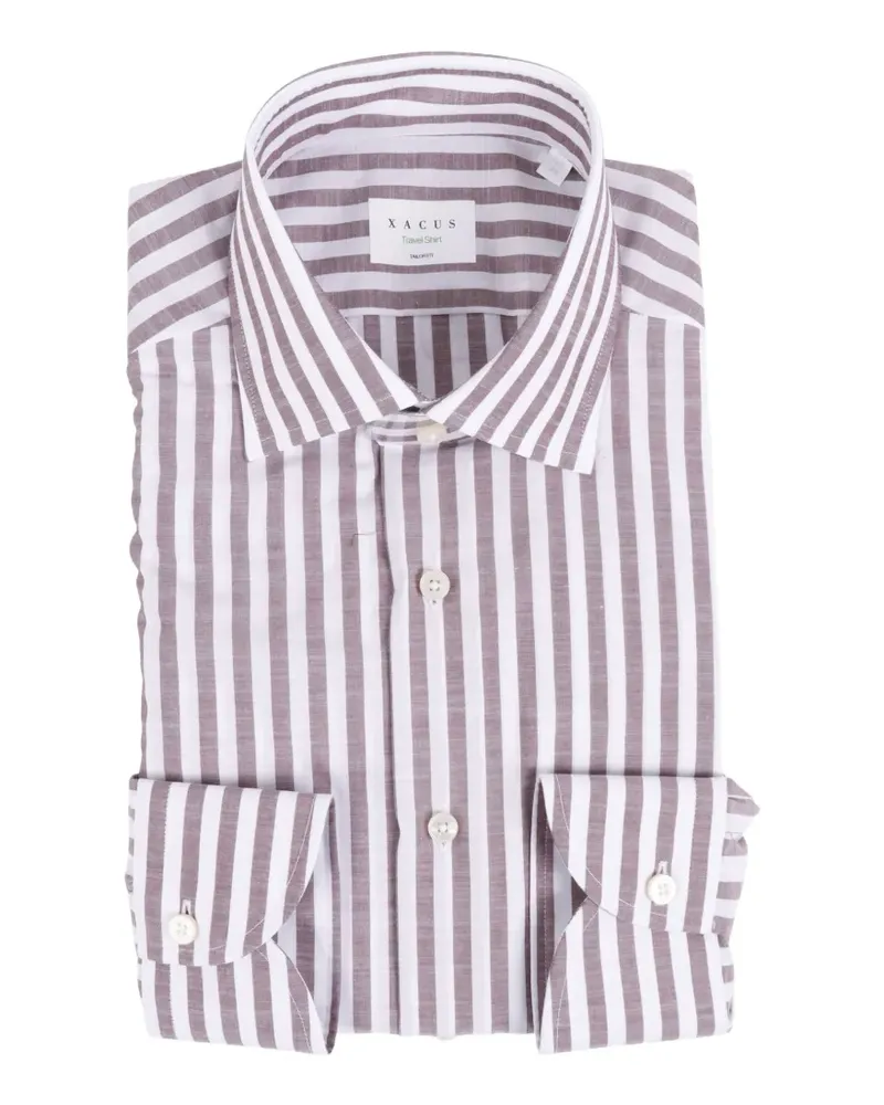 XACUS Travel Shirt striped shirt - Braun Braun