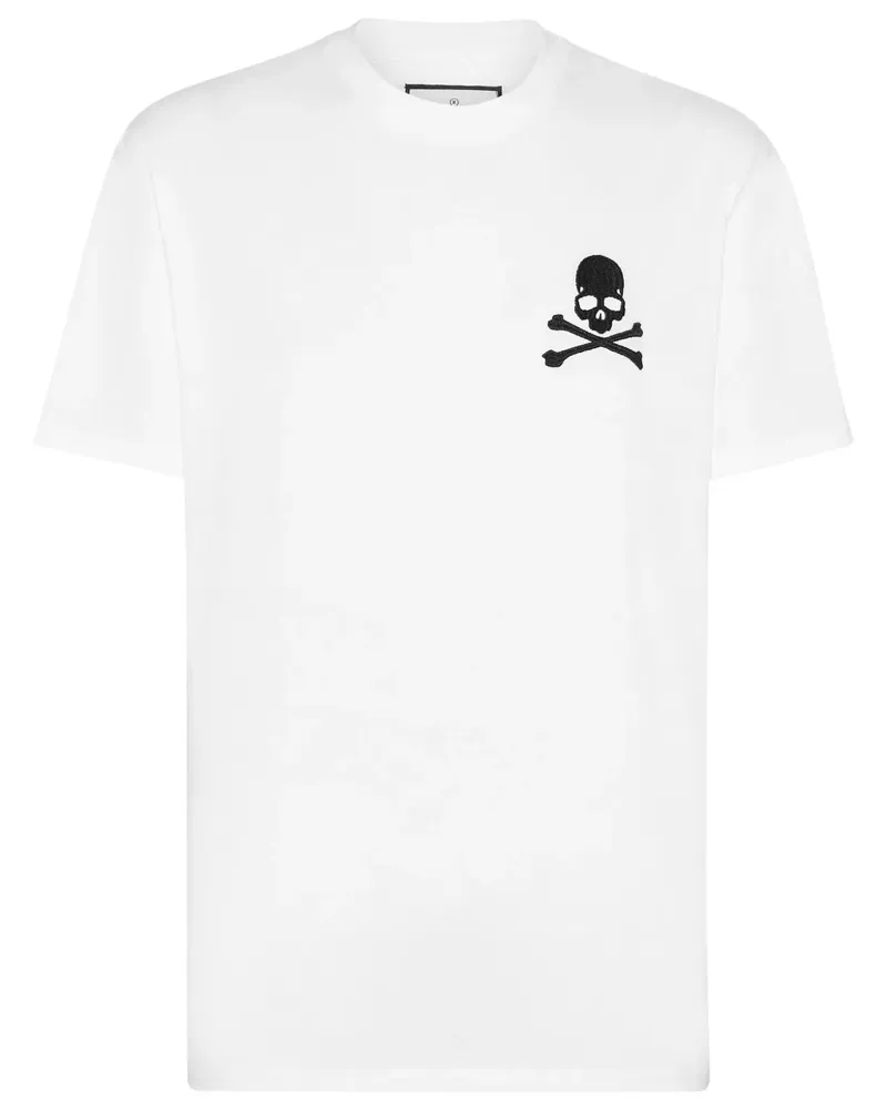 Philipp Plein T-Shirt mit Totenkopf-Stickerei - Weiß Weiß