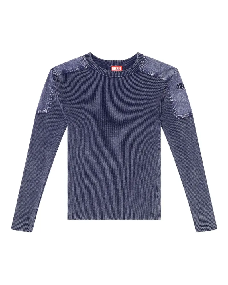 Diesel Gerippter K-Martin Pullover mit Einsätzen - Blau Blau