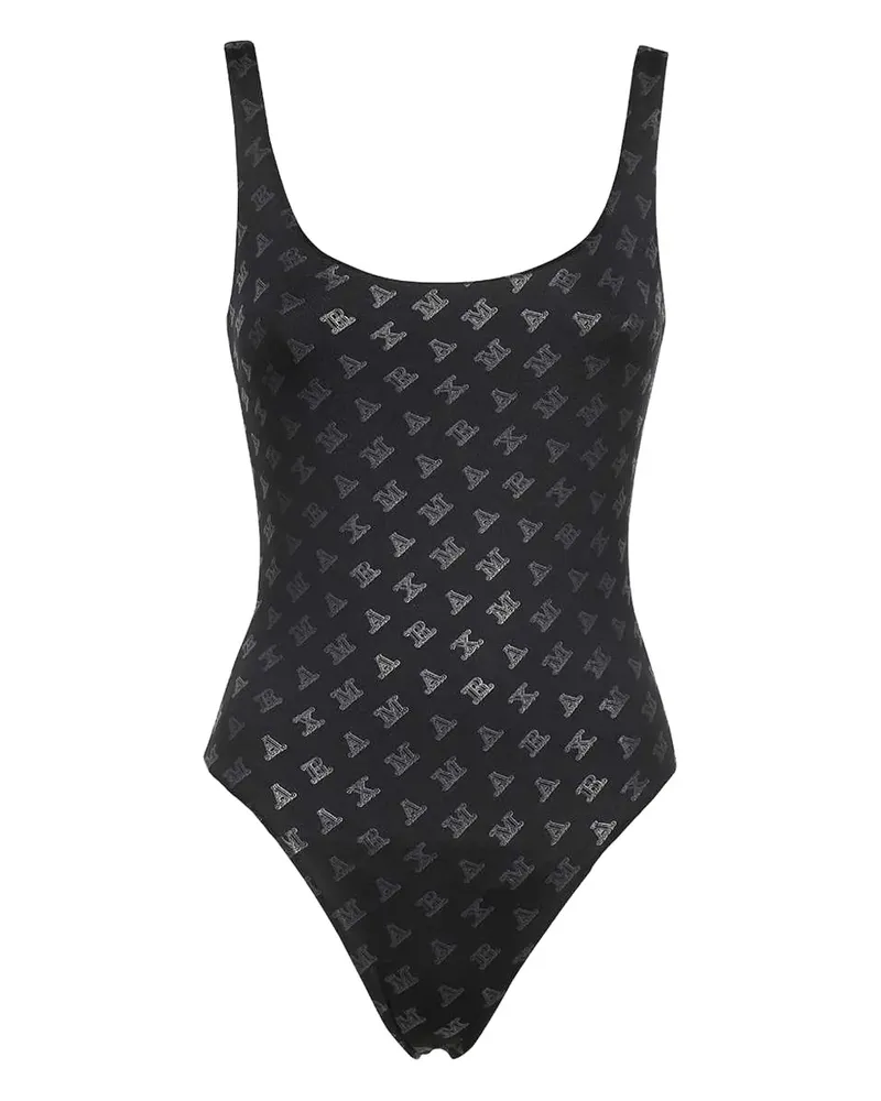 Max Mara Badeanzug mit Logo-Print - Schwarz Schwarz