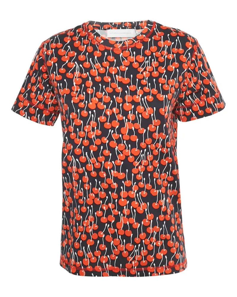 Victoria Beckham cherry-print cotton T-shirt - Blau Blau