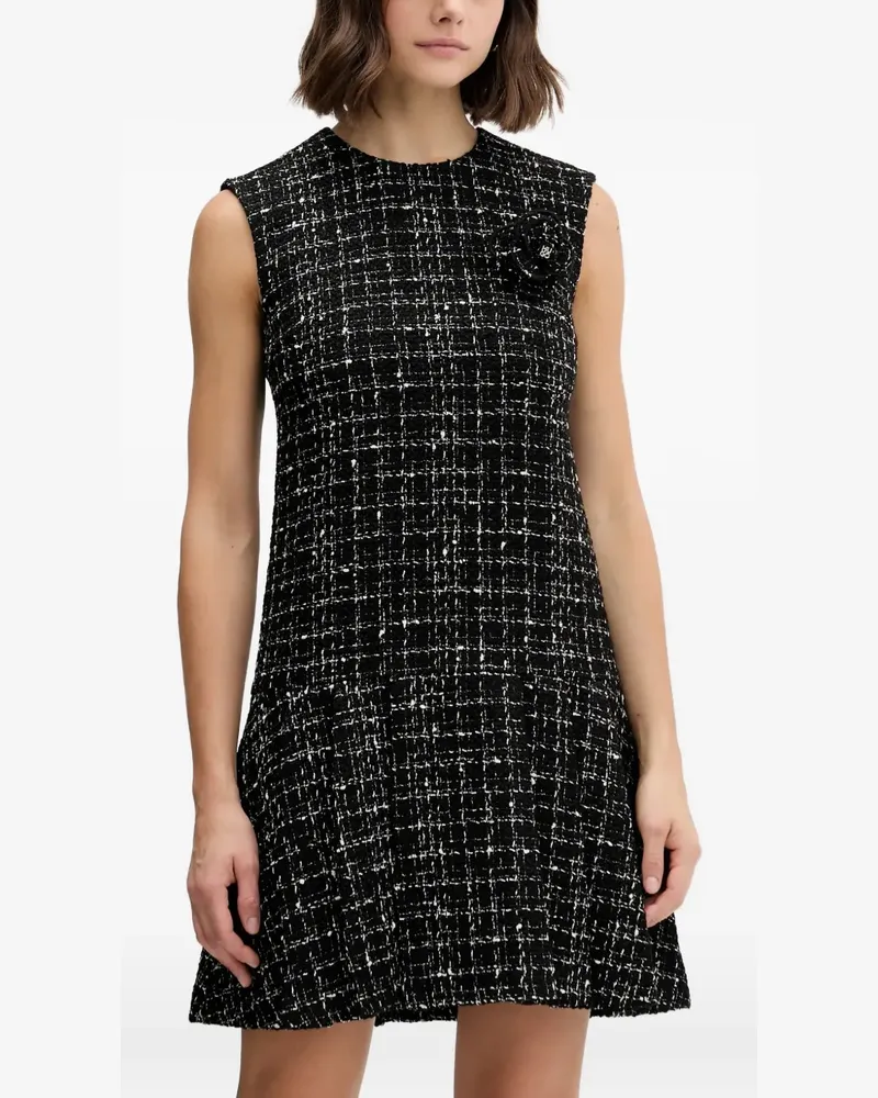 HUGO BOSS flower appliqué textured dress - Schwarz Schwarz
