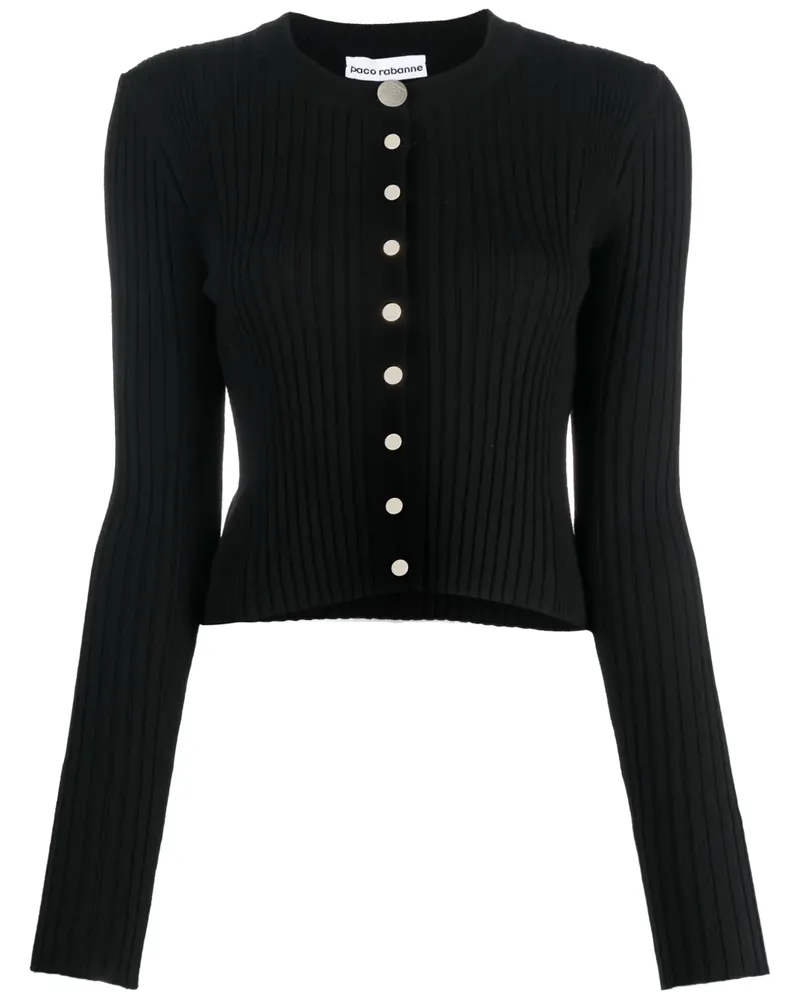 Paco Rabanne Cardigan aus geripptem Strick - Schwarz Schwarz