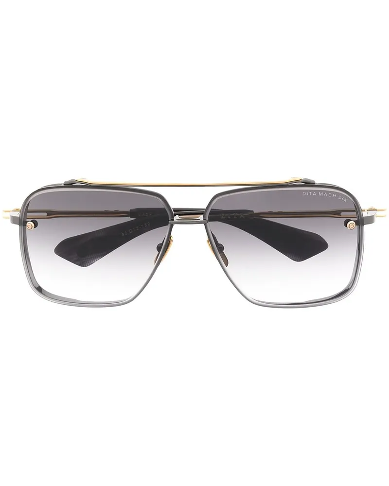 DITA Eckige 'Mach 6' Sonnenbrille - Schwarz Schwarz