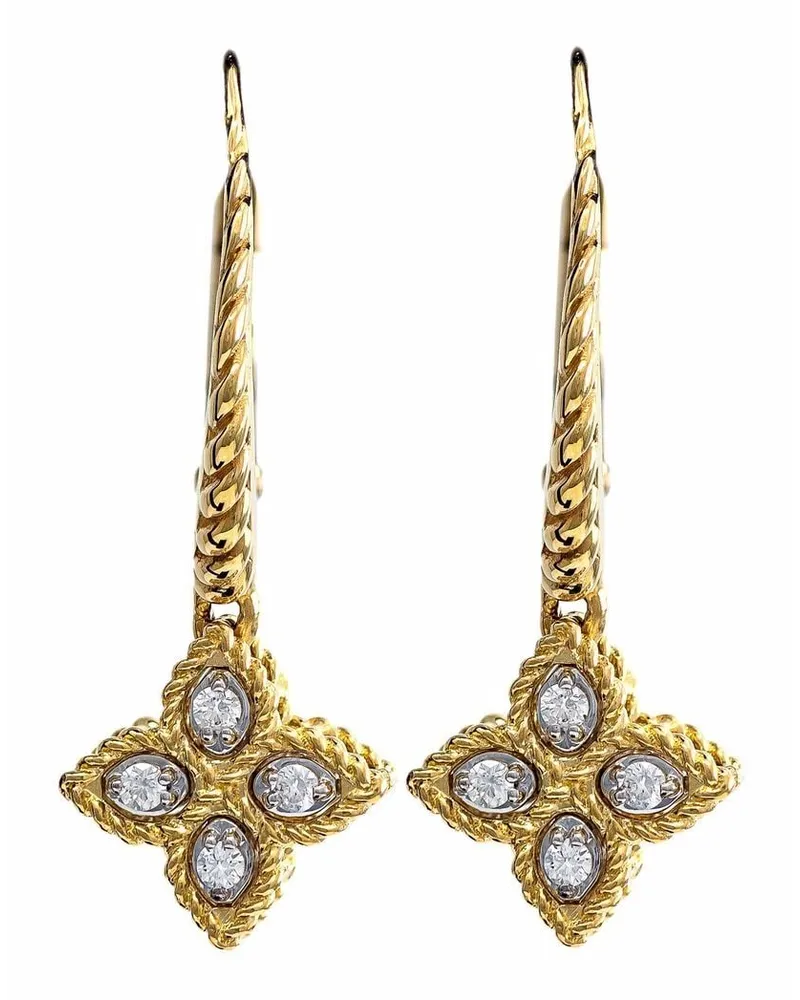 Roberto Coin 18kt Princess Flower Gelbgoldohrringe mit Diamanten Gold